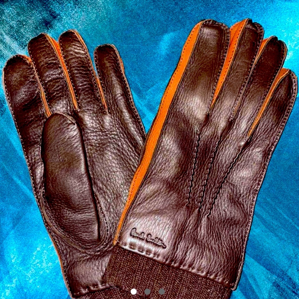 Unworn Paul Smith deer skin gloves with cashmere and wool lining